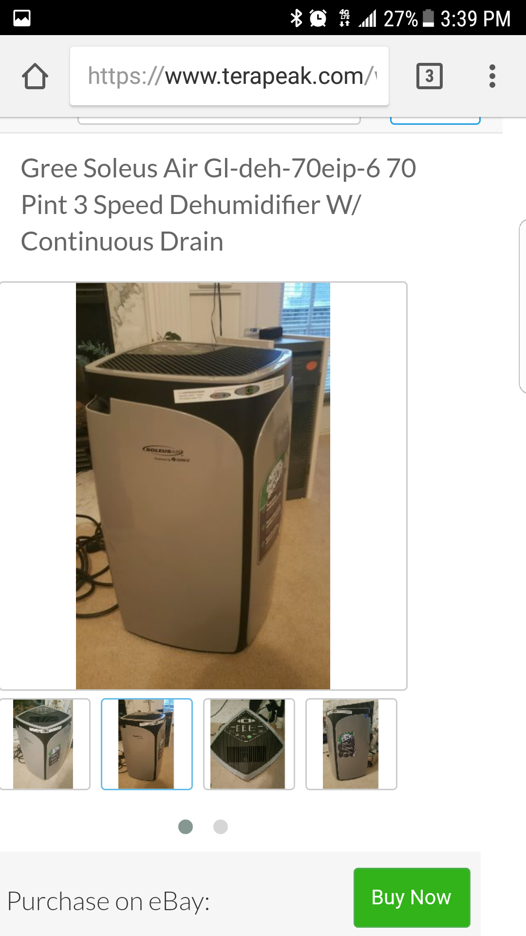 Gree Soleus Air Gl-deh-70eip-6 70 Pint 3 Speed Dehumidifier W/ Continuous Drain