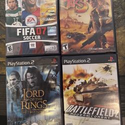 4 PS2 Games - lord of the rings two towers | jack 3 | Battlefield 2 | FIFA 07