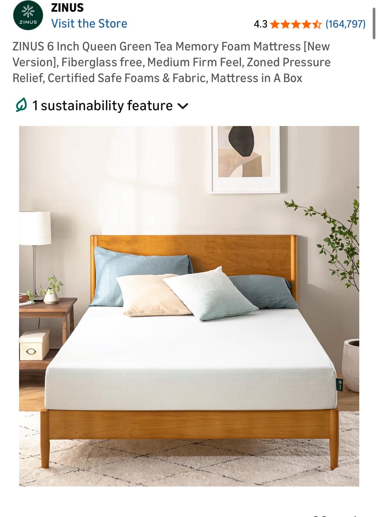 Queen Zinus Memory Foam Mattress