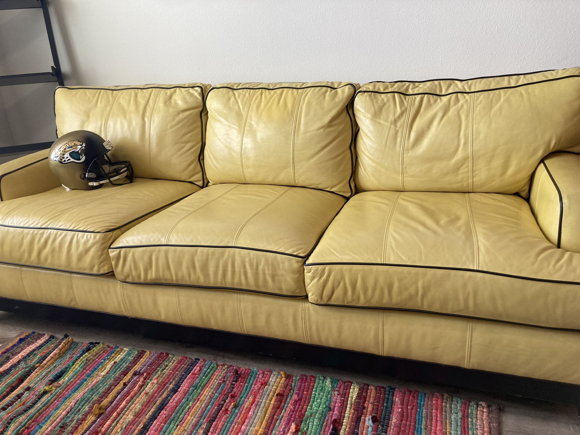 Ethan Allen Yellow Leather Couch Gently Used for Sale in Jacksonville