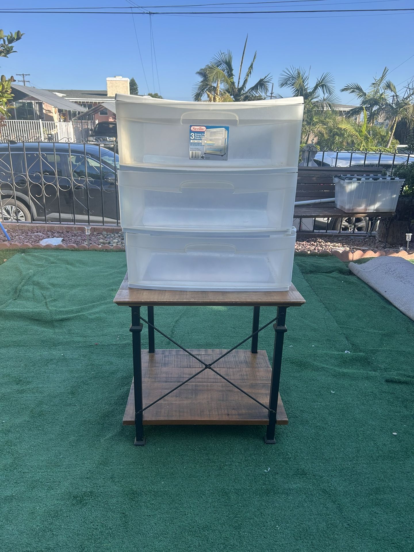 table and plastic storage