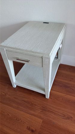 White side table with light