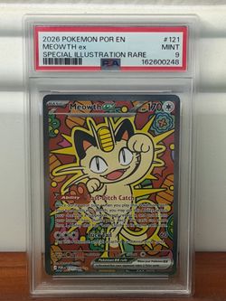 Pokemon Meowth ex #121 SIR PSA 9