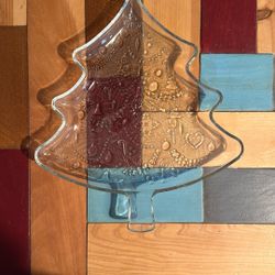 Glass Christmas Tree Serving Dish