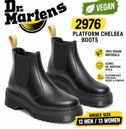 Dr. Marten Unisex Vegan 2976 Platform Chelsea Boots in black, US Size 12 Men/13 Women.