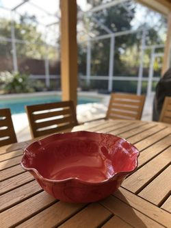Large Red Bowl 15.5” Diameter 