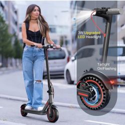 8.5" Solid Tires, Quadruple Shock Absorption, Up to 19 Miles Long-Range, 19 Mph Top Speed, Portable Folding Commuting Scooter for Adults, Double Braki