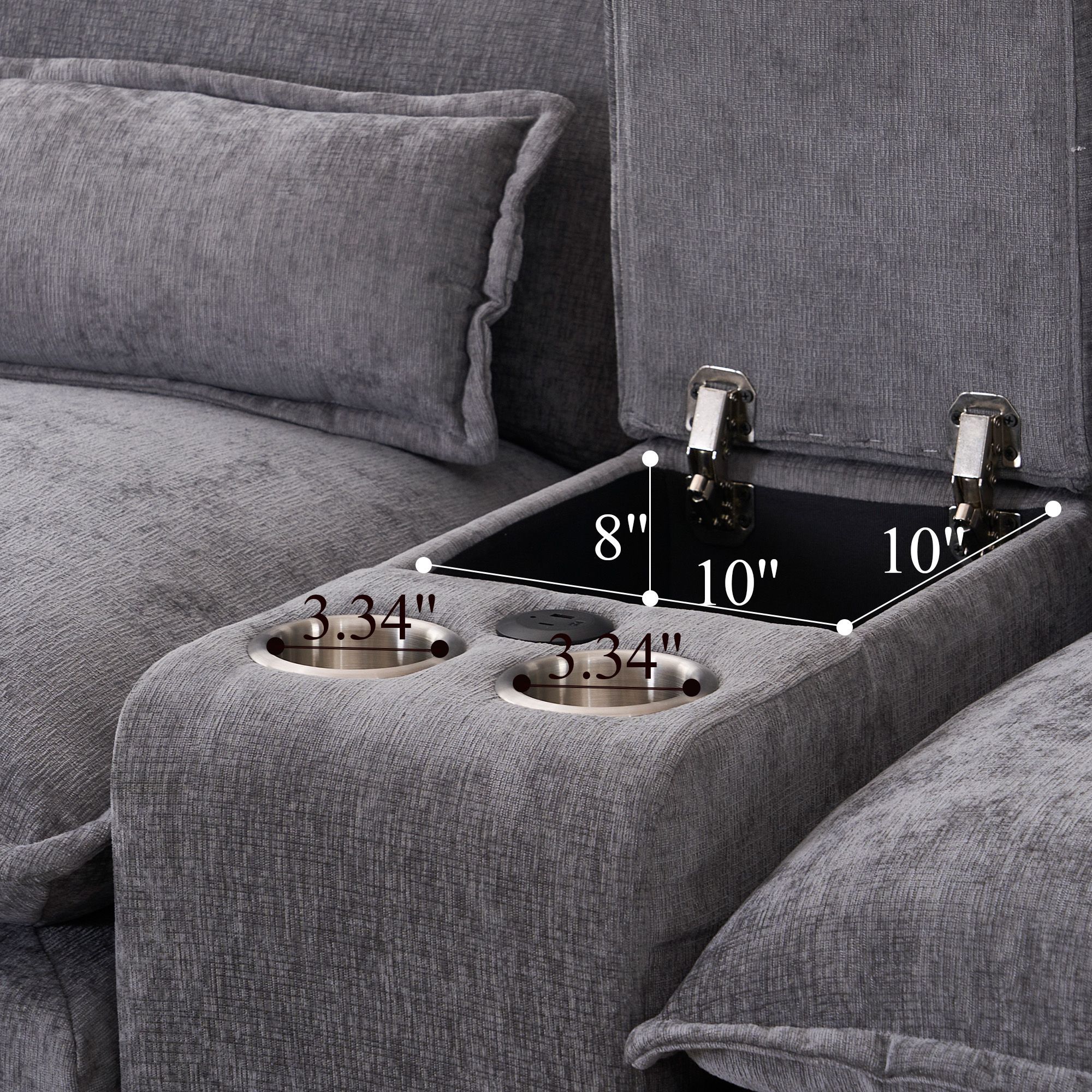 123*55 Modern U-shaped Sofa with Console,Cupholders and USB Ports,6-seat Upholstered Symmetrical Indoor Furniture,Sleeper Couch Set with Chaise for Li