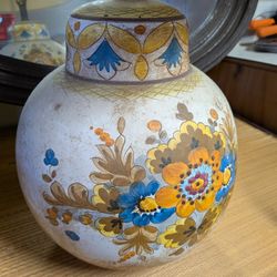 Vintage Mid-Century Modern Hand Painted Pottery Table Lamp