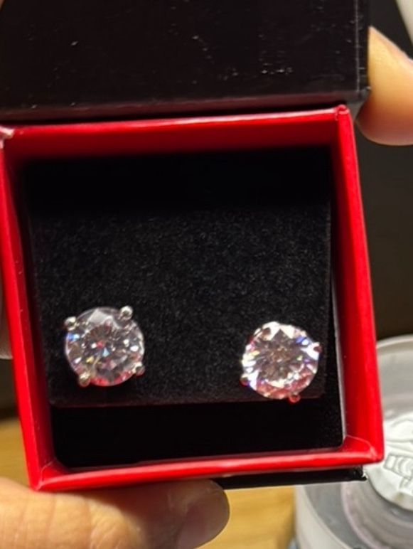 14K Solid Gold Post & Silver Simulated Diamond Stud Earrings