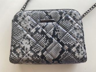 Grey/Black Double Zipper Snakeskin Crossbody Purse
