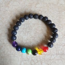 NEW Colorful Gemstone & Charcoal Bracelet