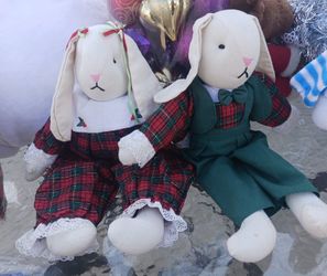 Plaid Christmas  Bunny Dolls