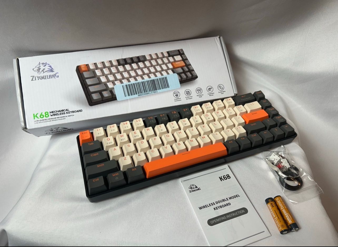 Mechanical Keyboard k68 ziyoulang 2.4G wireless+ bt5.0 dual mode