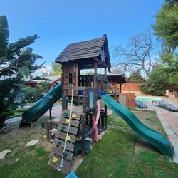 Play Structure With Slides And Swings