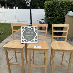 3 WOODEN STOOLS