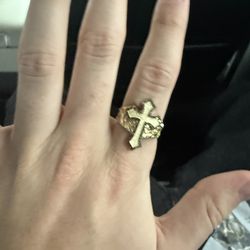 10k gold Jesus cross ring