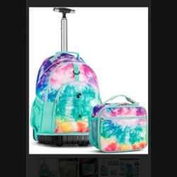 Choco Mocha Tie Dye Rolling Backpack 