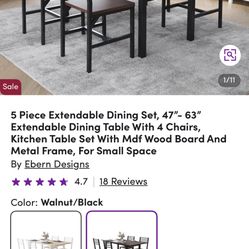 New Boxed Extendable Table $130
