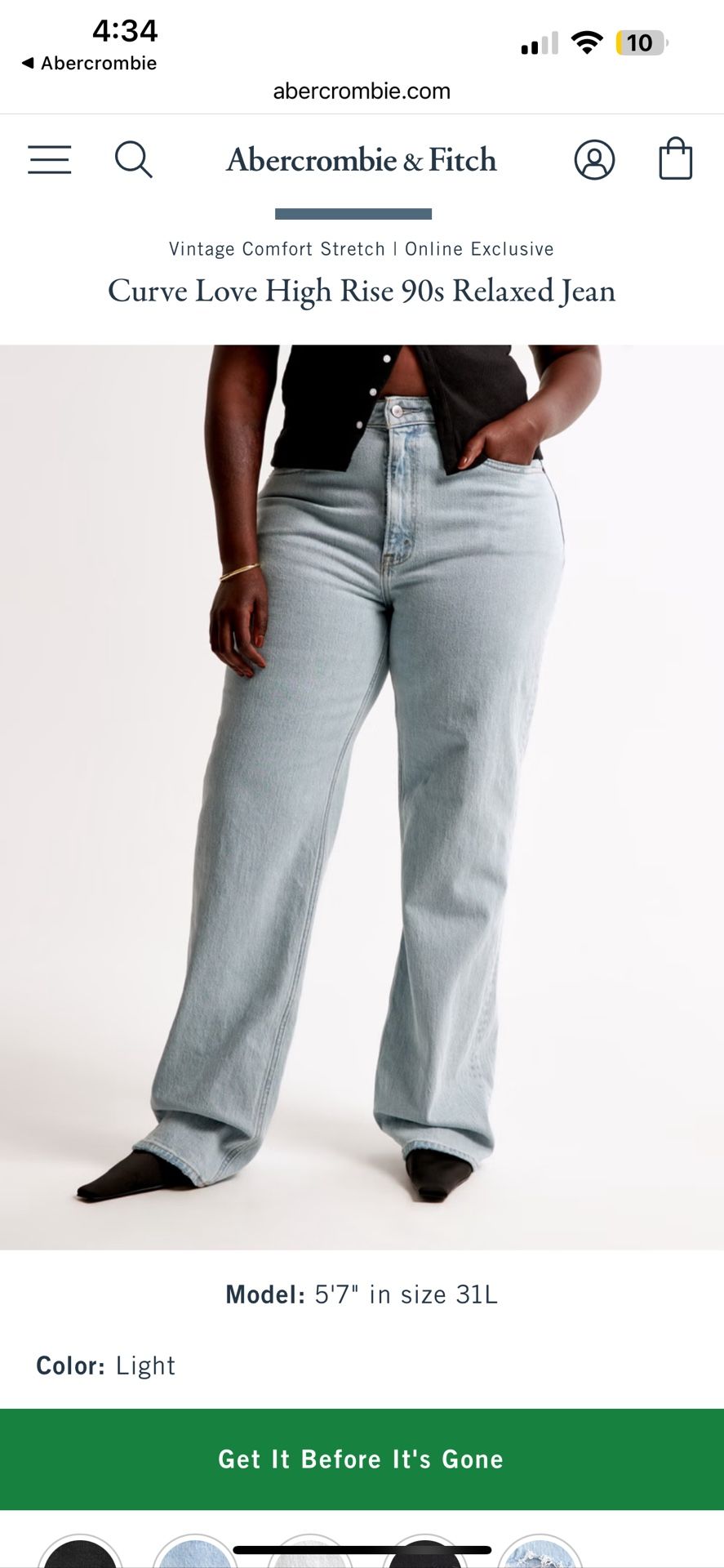 Abercrombie & Fitch Curvy High Waisted Light Wash Jeans