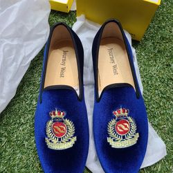 Zapatos de mocasín nobles bordados de terciopelo vintage de los hombres Slip-on mocasín