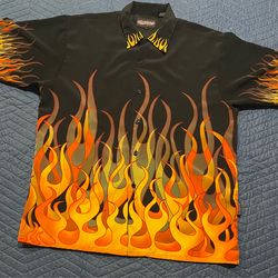 Vintage-style Black Orange and Yellow Flame Guy Fier Style Large