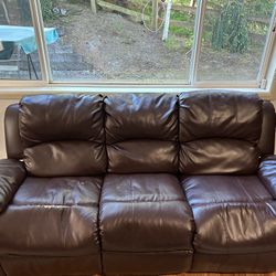 3 Seater Leather Coach, 87 Inches 