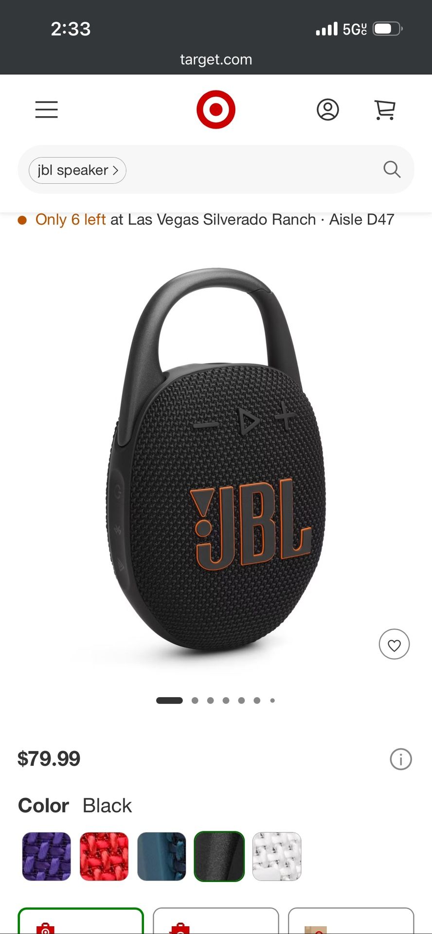 JBL CLIP5 Bluetooth Speaker
