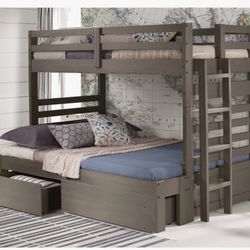 Bunk Bed, Twin Over Full With Drawers