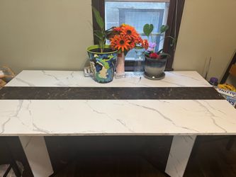 Marble-Print Console Table