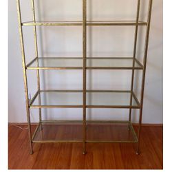 Gold And Glass Shelving Unit  