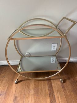 Gold glass bar cart