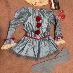 New Small kids girls youth penny wise clown costume dress it accessories outfit