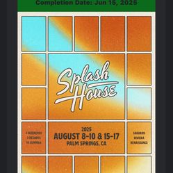 Splash House Weekend 2 Hotel And (2) GA Tickets Combo