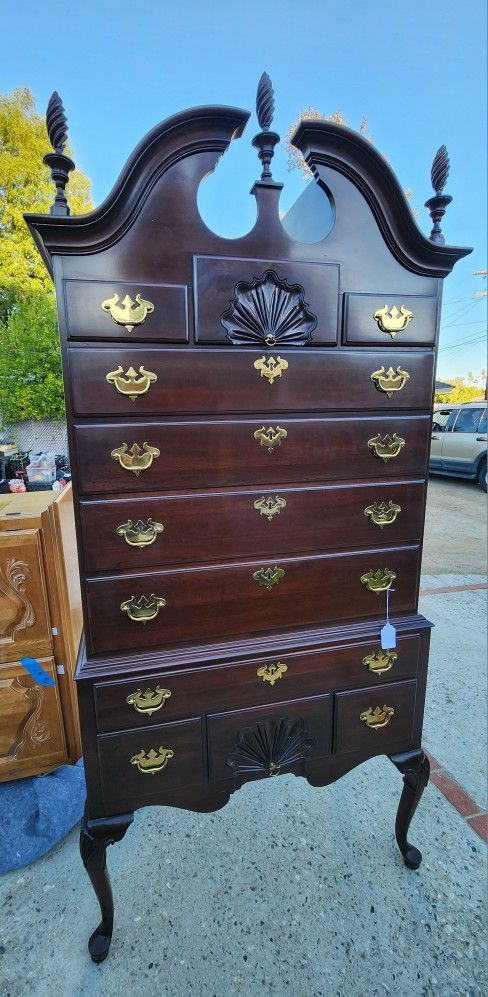Ethan Allen 11 Drawer Highboy Cherry Dresser 88x41.5x21"