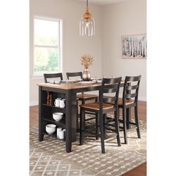 Gesthaven Counter Height Dining Table and 4 Barstools