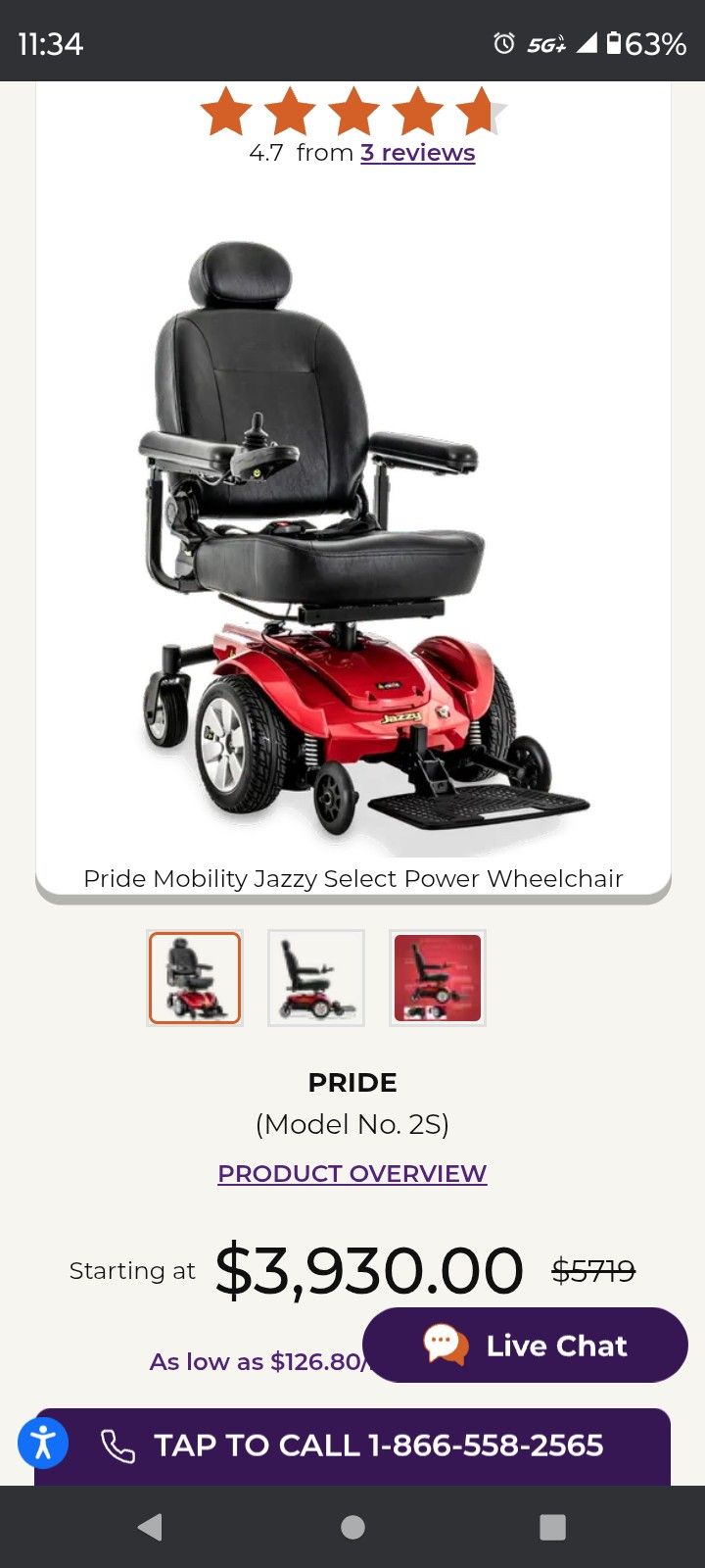 Jazzy 6 Red  Mobile Scooter 