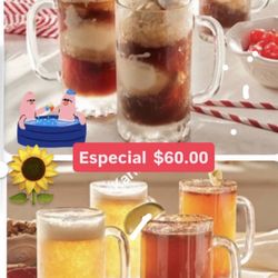 Cerveceros Set De 4 Prepara Micheladas Aguas Minerales Refrescos Set De 4 $60.00 Especial Cristal Heritage Grueso  Princess House Ventas Finales 
