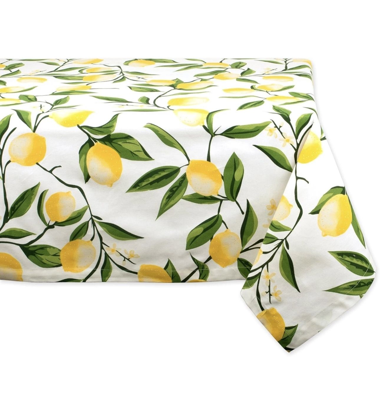 DII Lemon Bliss Tabletop Collection, Tablecloth, 52X52 100% Cotton Summer Linens