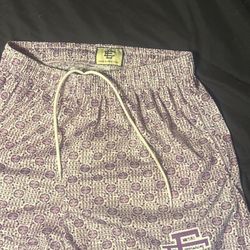 purple ee shorts, size L