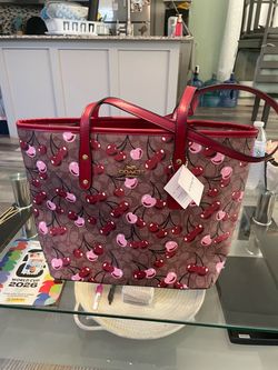 Coach Signature Cherry Print Tote Bag