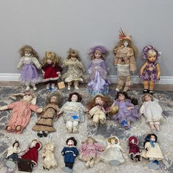 Mixed lot of 20 Antique/Vintage Collectible Dolls Porcelain Limited Edition 