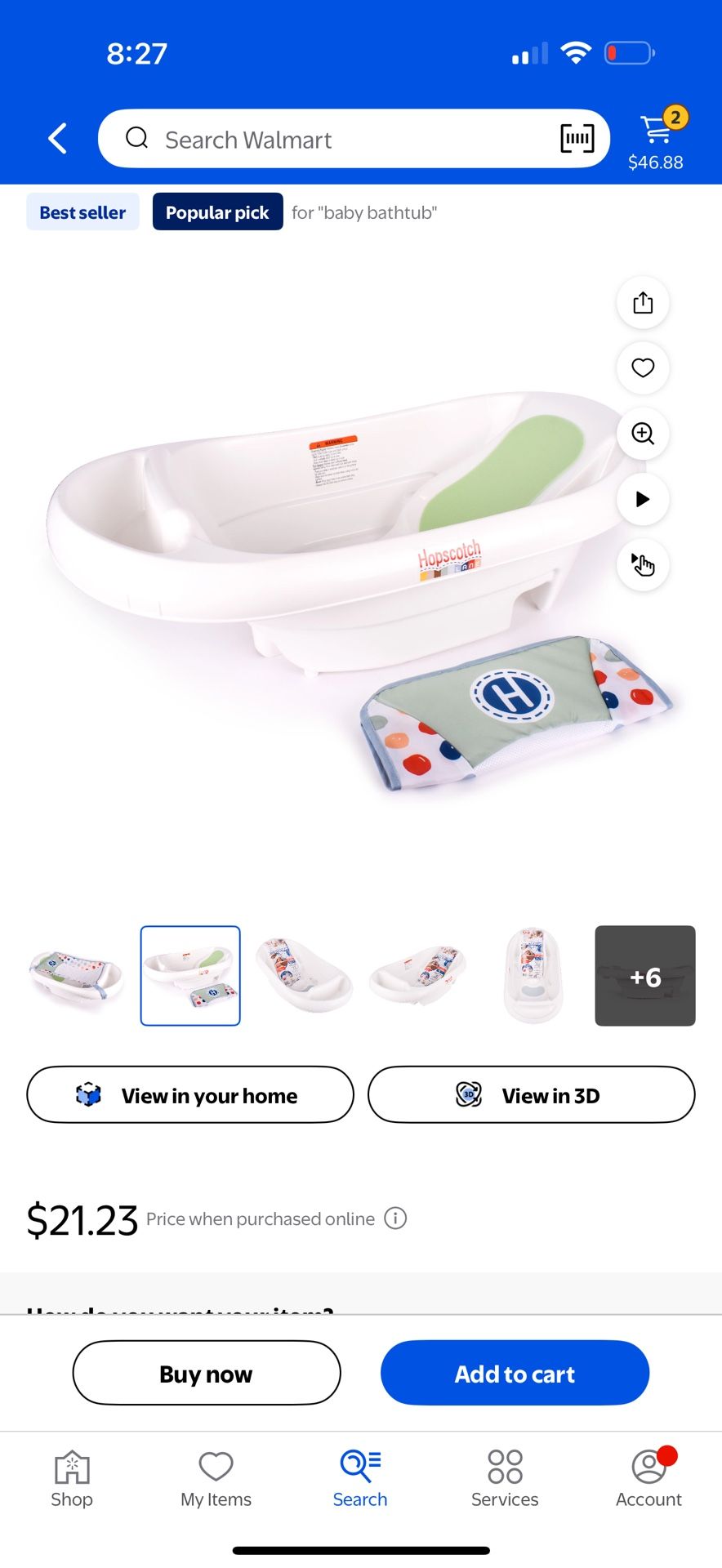 Hopscotch Lane Newborn to Toddler White 3-in-1 Rigid Baby Bathtub with Sling, Ages 0+ Months, Unisex
