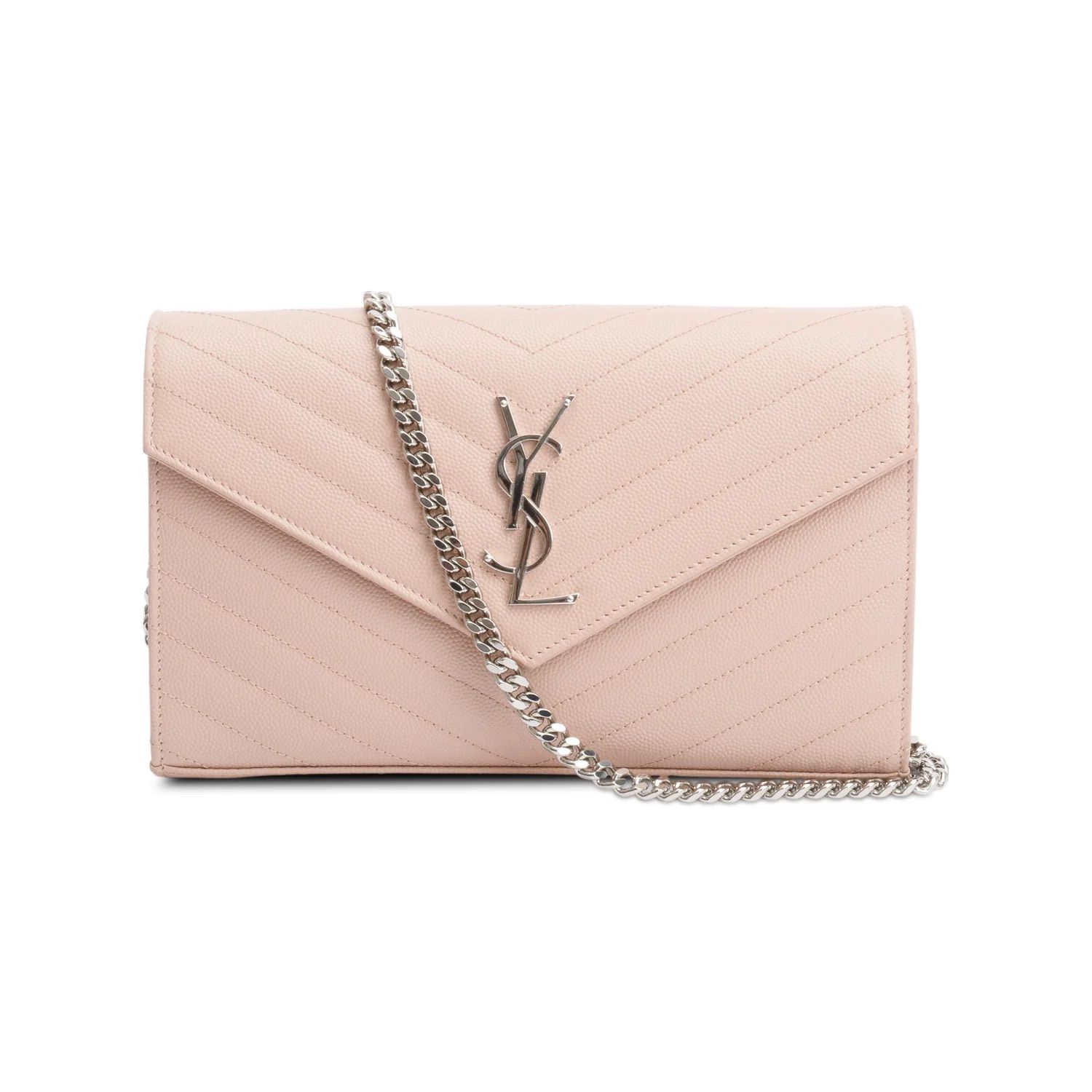saint laurent Cassandre Envelope Chain Wallet in Grain De Poudre Leather