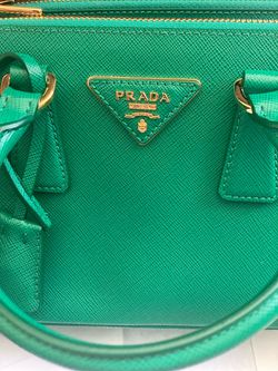Authentic Prada Galleria Double Zip Mini Leather Tote Teal