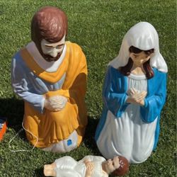 Vintage Empire 3 Piece Nativity Set Blow Molds 