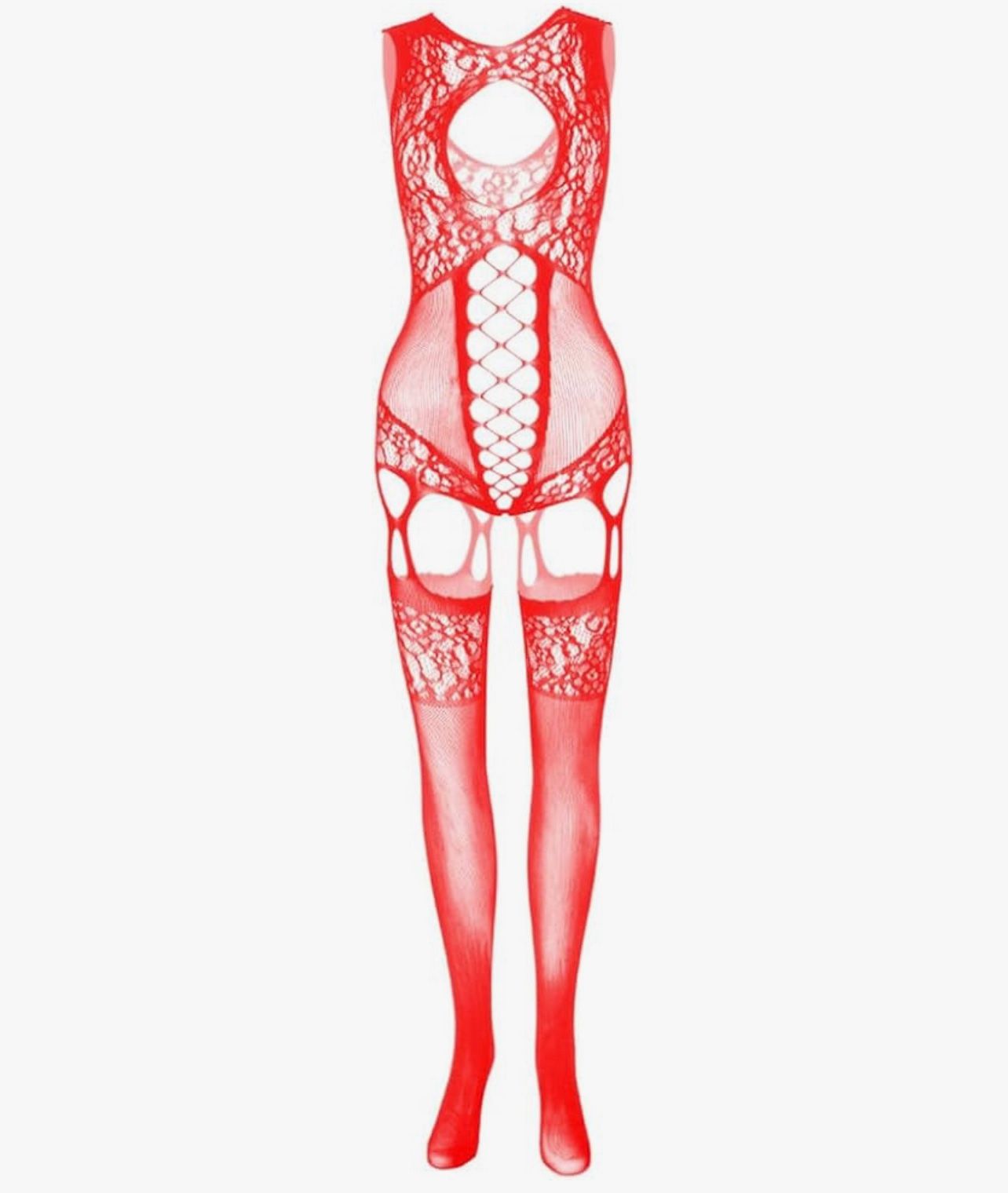 Red Body Stockings Exotic Dancer Fishnets Lingerie Glow Party, Fishnet Bodysuit Rave Outfits Club