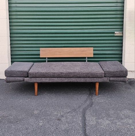 Vintage 1960s Danish Daybed Loveseat Sofa Couch Scandinavian Mid Century Retro Tapered Legs