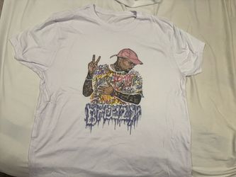 Chris Brown white graphic tee