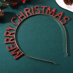 Christmas Headbands for Women Rhinestone MERRY CHRISTMAS Hairband 
